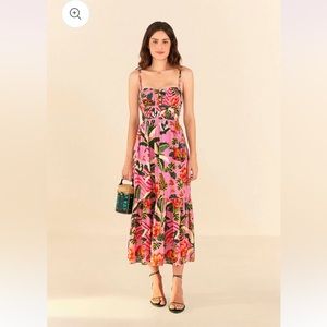 Farm RIO Pink Leopard Forest Midi Dress